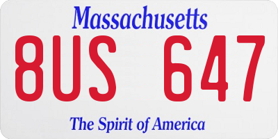 MA license plate 8US647