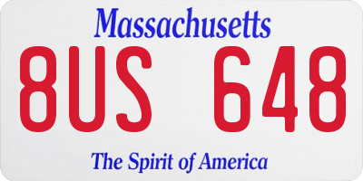 MA license plate 8US648