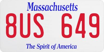 MA license plate 8US649
