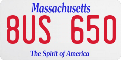 MA license plate 8US650
