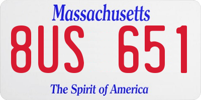 MA license plate 8US651