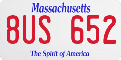 MA license plate 8US652