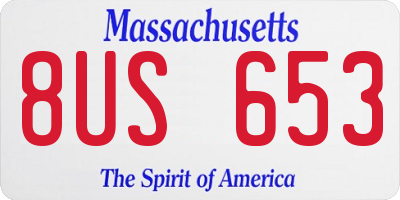 MA license plate 8US653