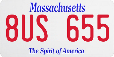 MA license plate 8US655
