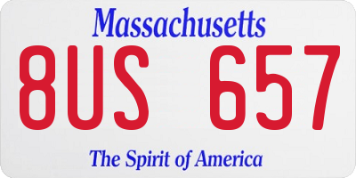 MA license plate 8US657
