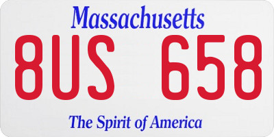 MA license plate 8US658