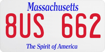 MA license plate 8US662