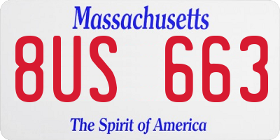 MA license plate 8US663
