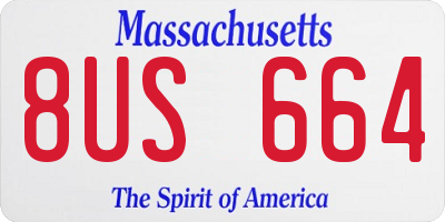MA license plate 8US664