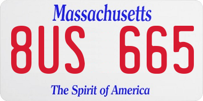 MA license plate 8US665
