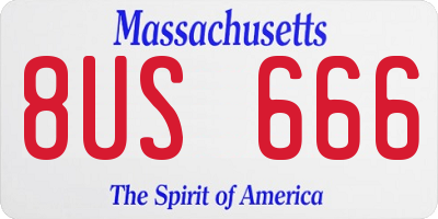 MA license plate 8US666