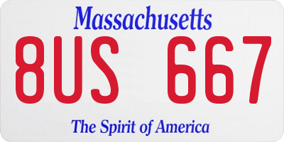 MA license plate 8US667
