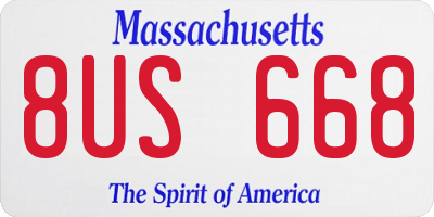 MA license plate 8US668