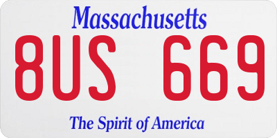 MA license plate 8US669