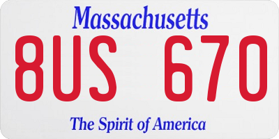 MA license plate 8US670