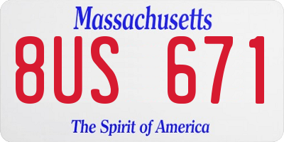 MA license plate 8US671