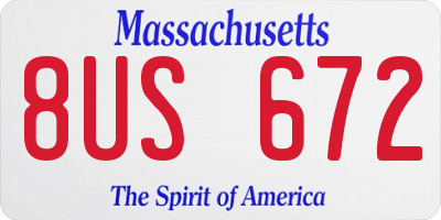 MA license plate 8US672