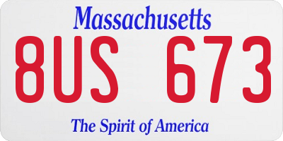 MA license plate 8US673