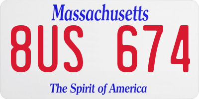 MA license plate 8US674