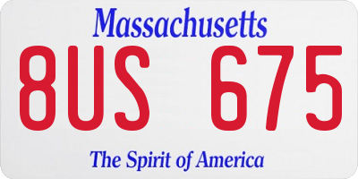 MA license plate 8US675
