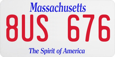 MA license plate 8US676