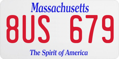 MA license plate 8US679
