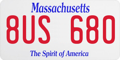 MA license plate 8US680