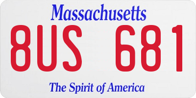 MA license plate 8US681