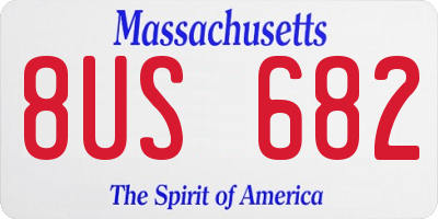 MA license plate 8US682