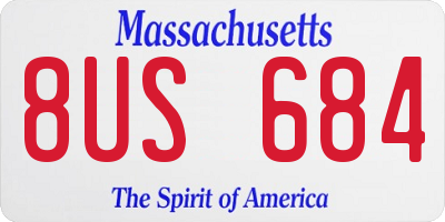 MA license plate 8US684