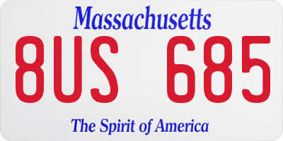 MA license plate 8US685