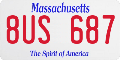 MA license plate 8US687