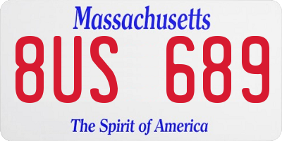 MA license plate 8US689