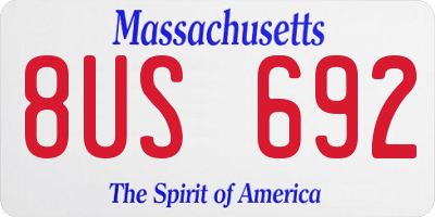 MA license plate 8US692