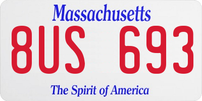 MA license plate 8US693