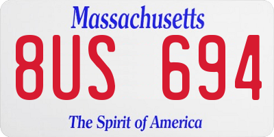 MA license plate 8US694