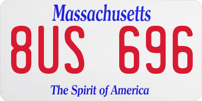 MA license plate 8US696