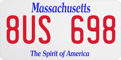 MA license plate 8US698