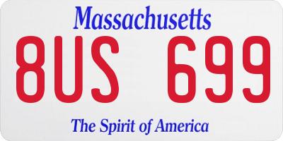MA license plate 8US699