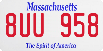MA license plate 8UU958