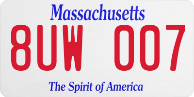 MA license plate 8UW007
