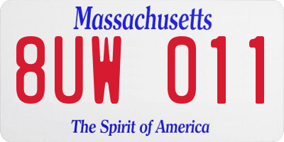 MA license plate 8UW011
