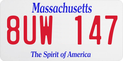 MA license plate 8UW147