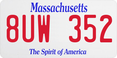 MA license plate 8UW352