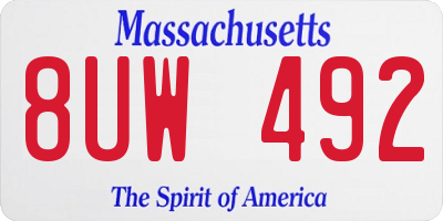 MA license plate 8UW492