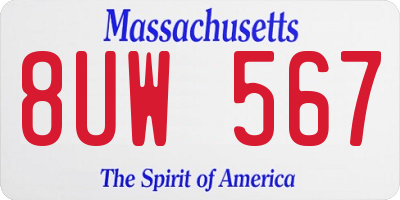 MA license plate 8UW567