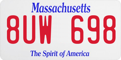 MA license plate 8UW698