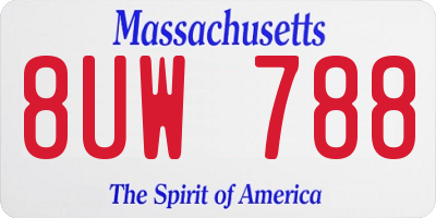 MA license plate 8UW788