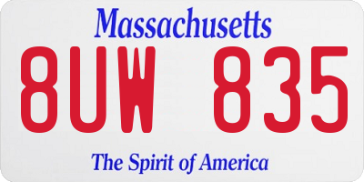 MA license plate 8UW835