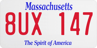 MA license plate 8UX147